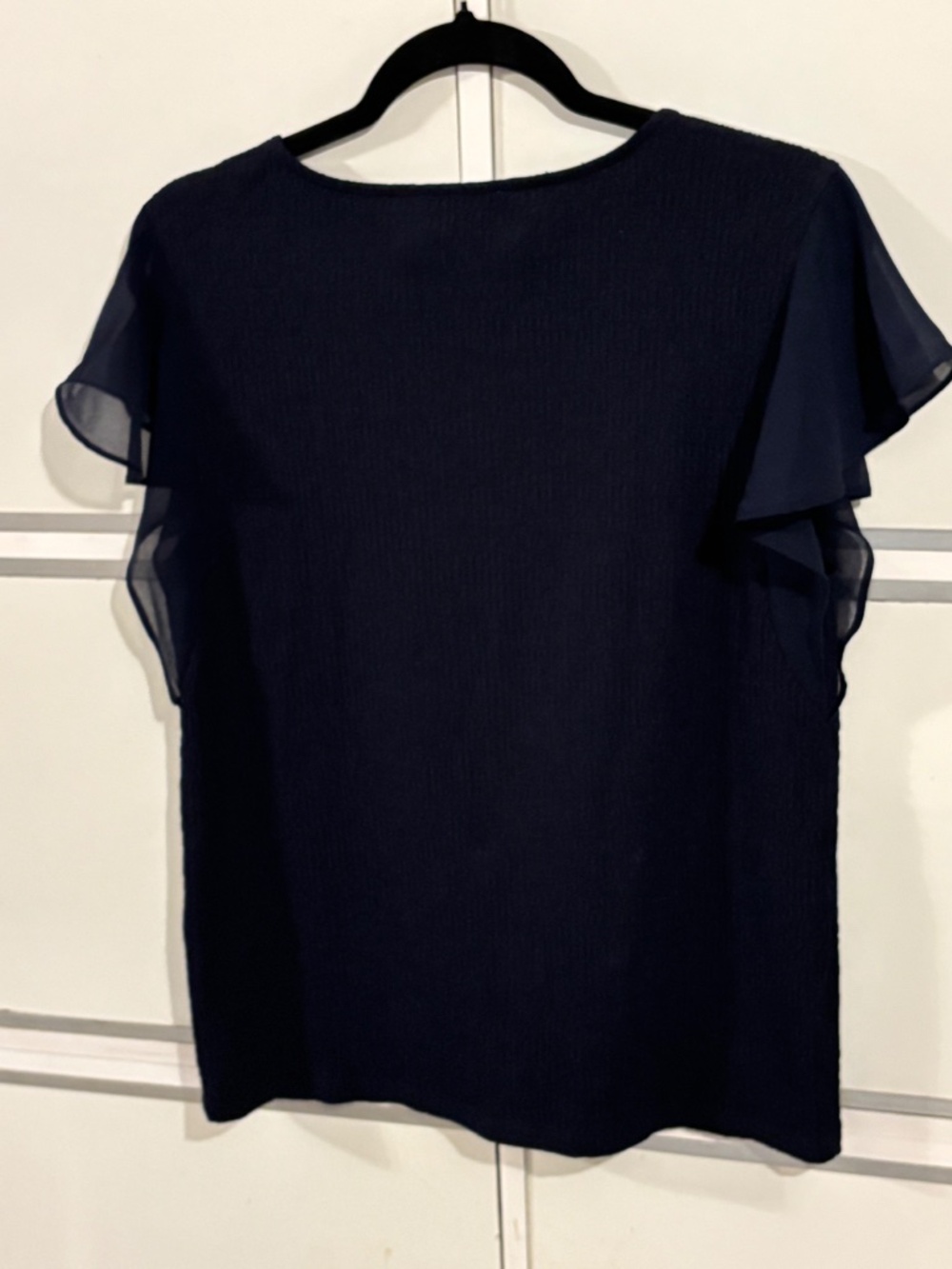 Calvin Klein Women’s Pull Over Top Navy Short Sleeves Large - Picture 2 of 5